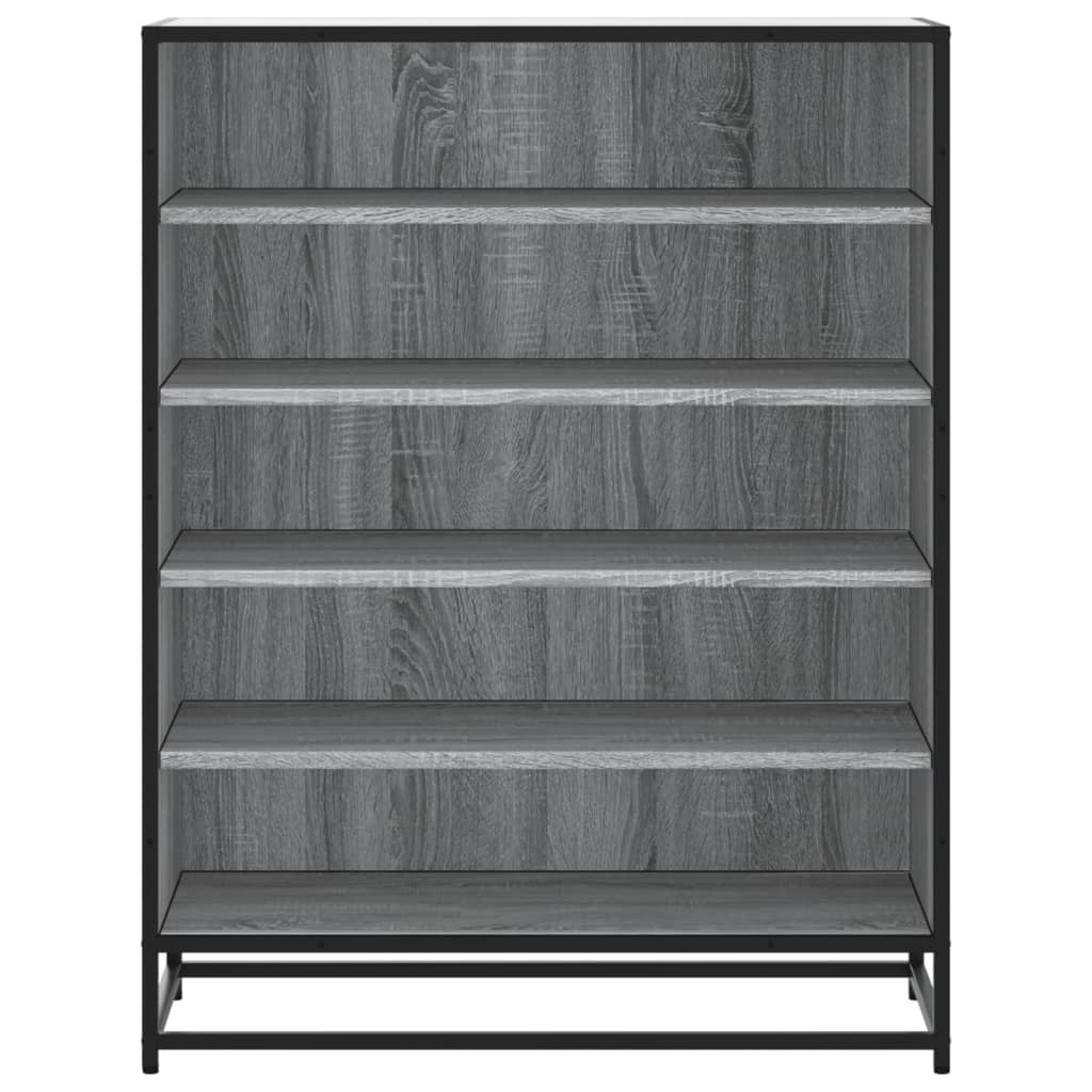 vidaXL Shoe Cabinet Grey Sonoma 75x38x97.5 cm Engineered Wood and Metal 4