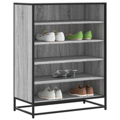 vidaXL Shoe Cabinet Grey Sonoma 75x38x97.5 cm Engineered Wood and Metal 1