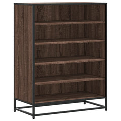 vidaXL Shoe Cabinet Brown Oak 75x38x97.5 cm Engineered Wood and Metal 2