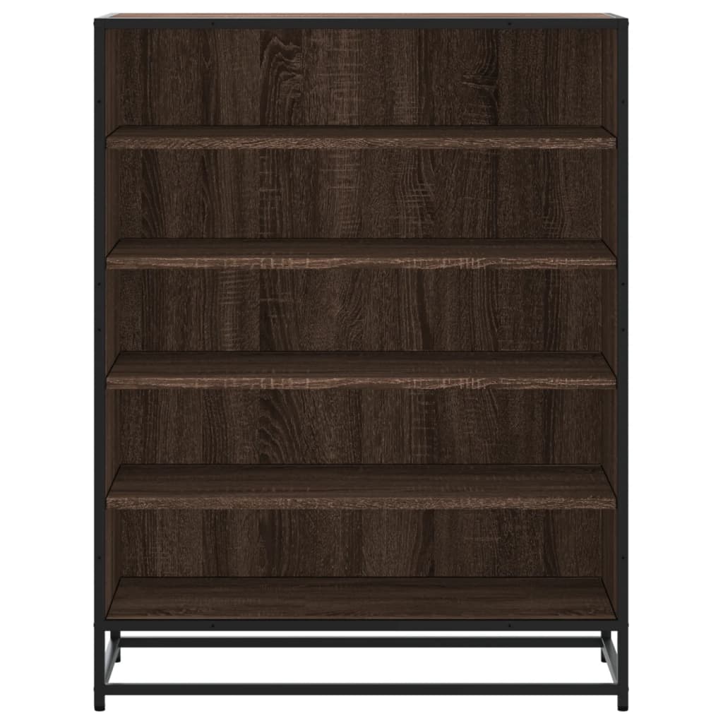 vidaXL Shoe Cabinet Brown Oak 75x38x97.5 cm Engineered Wood and Metal 4