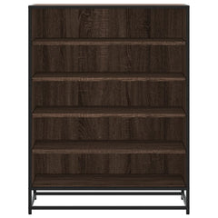 vidaXL Shoe Cabinet Brown Oak 75x38x97.5 cm Engineered Wood and Metal 4