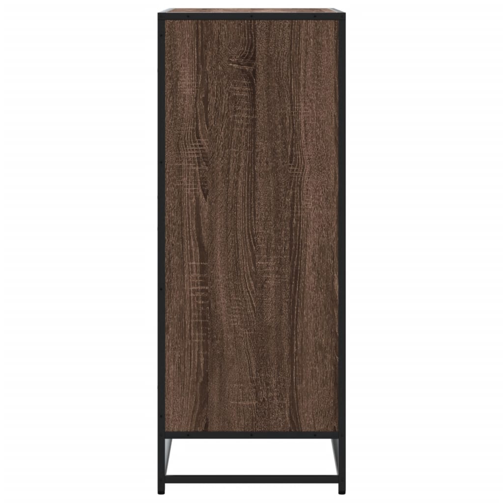 vidaXL Shoe Cabinet Brown Oak 75x38x97.5 cm Engineered Wood and Metal 5