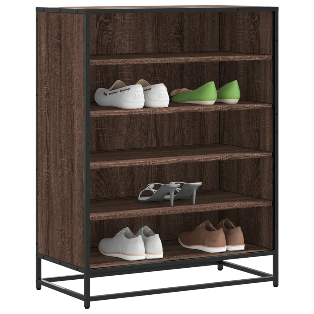 vidaXL Shoe Cabinet Brown Oak 75x38x97.5 cm Engineered Wood and Metal 1