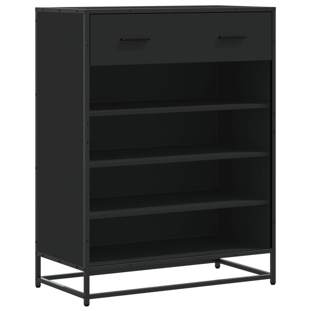 vidaXL Shoe Cabinet Black 75x38x97.5 cm Engineered Wood and Metal 2