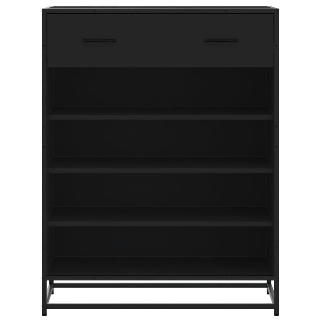 vidaXL Shoe Cabinet Black 75x38x97.5 cm Engineered Wood and Metal 4