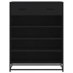 vidaXL Shoe Cabinet Black 75x38x97.5 cm Engineered Wood and Metal 4