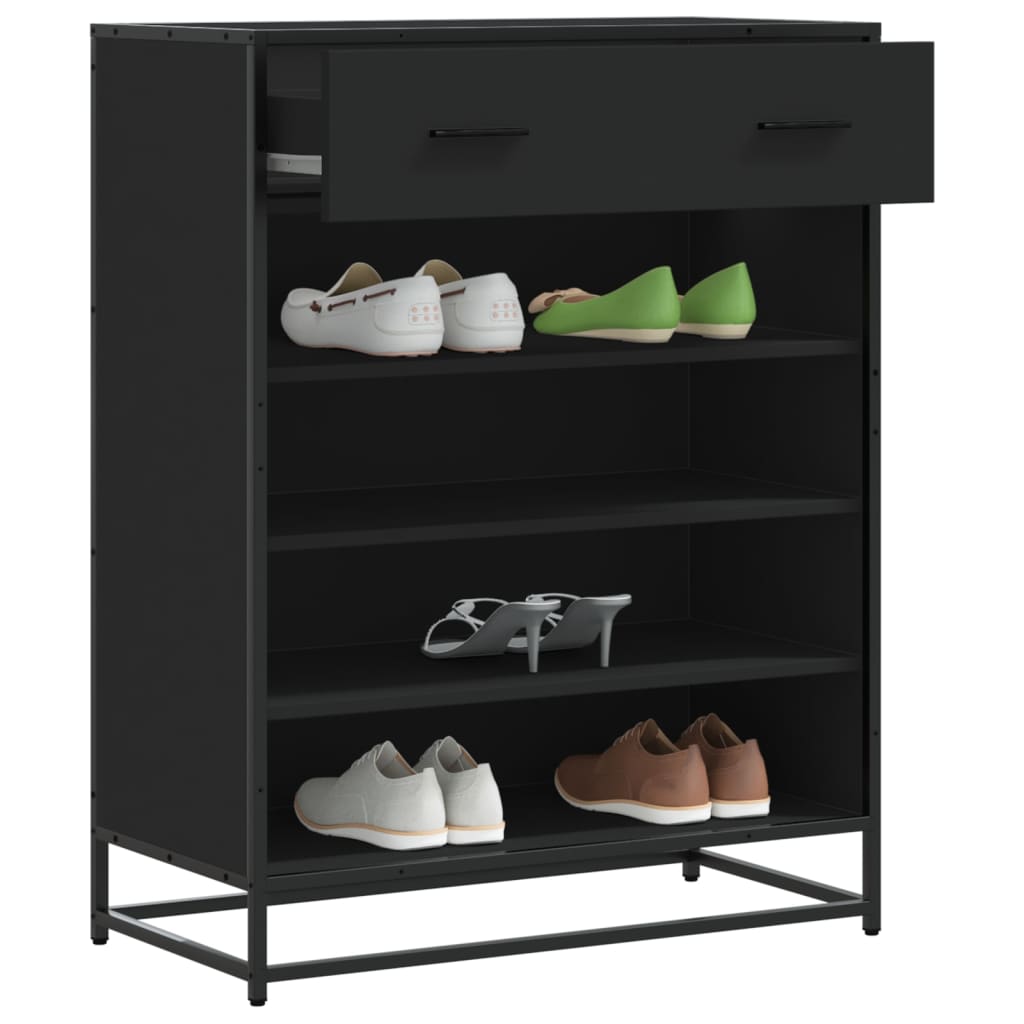 vidaXL Shoe Cabinet Black 75x38x97.5 cm Engineered Wood and Metal 1