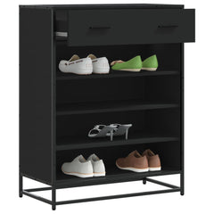 vidaXL Shoe Cabinet Black 75x38x97.5 cm Engineered Wood and Metal 1