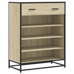 vidaXL Shoe Cabinet Sonoma Oak 75x38x97.5 cm Engineered Wood and Metal 2