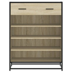 vidaXL Shoe Cabinet Sonoma Oak 75x38x97.5 cm Engineered Wood and Metal 4