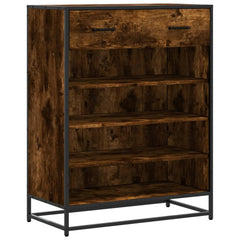 vidaXL Shoe Cabinet Smoked Oak 75x38x97.5 cm Engineered Wood and Metal 2