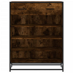vidaXL Shoe Cabinet Smoked Oak 75x38x97.5 cm Engineered Wood and Metal 4