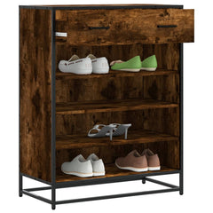 vidaXL Shoe Cabinet Smoked Oak 75x38x97.5 cm Engineered Wood and Metal 1