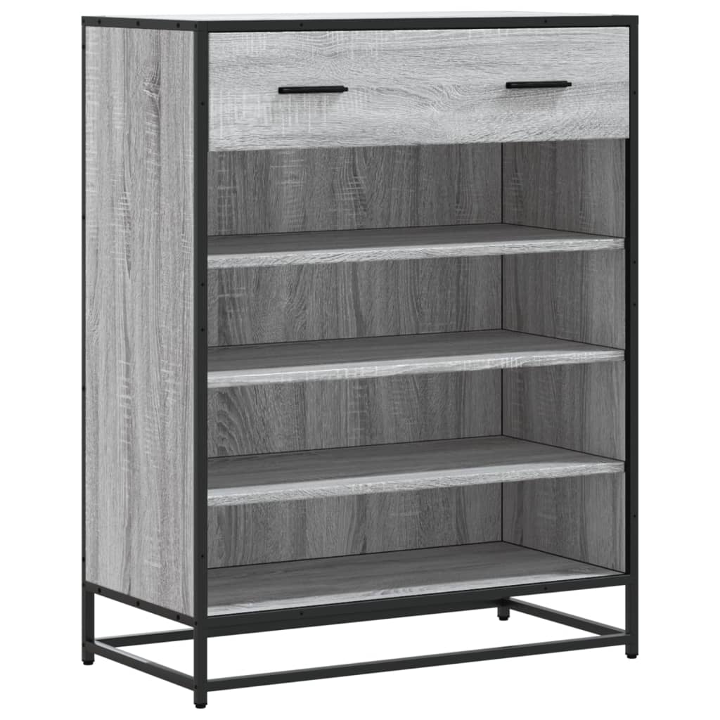 vidaXL Shoe Cabinet Grey Sonoma 75x38x97.5 cm Engineered Wood and Metal 2