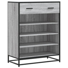 vidaXL Shoe Cabinet Grey Sonoma 75x38x97.5 cm Engineered Wood and Metal 2