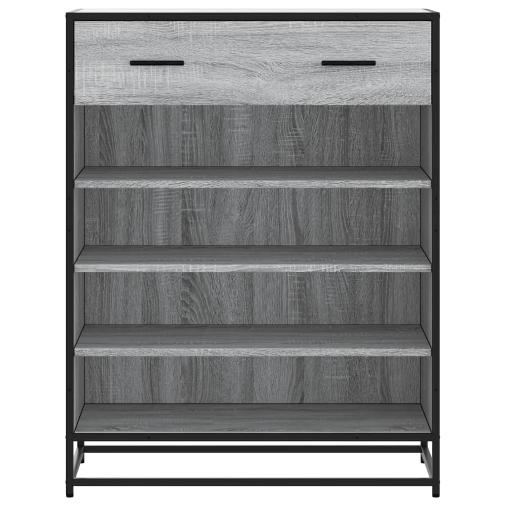 vidaXL Shoe Cabinet Grey Sonoma 75x38x97.5 cm Engineered Wood and Metal 4