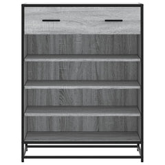 vidaXL Shoe Cabinet Grey Sonoma 75x38x97.5 cm Engineered Wood and Metal 4