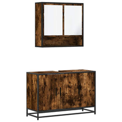 2 Piece Bathroom Furniture Set Engineered Wood Smoked oak