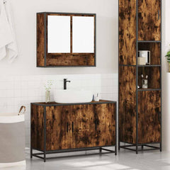 2 Piece Bathroom Furniture Set Engineered Wood Smoked oak