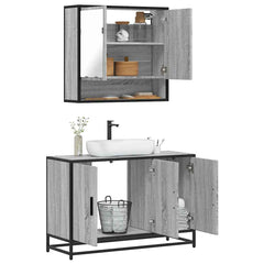 2 Piece Bathroom Furniture Set Engineered Wood Grey sonoma