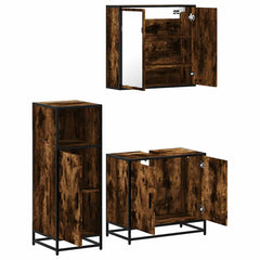 3 Piece Bathroom Furniture Set Engineered Wood Smoked oak