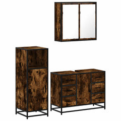 3 Piece Bathroom Furniture Set Engineered Wood Smoked oak