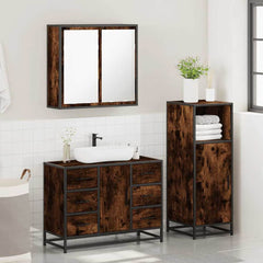 3 Piece Bathroom Furniture Set Engineered Wood Smoked oak
