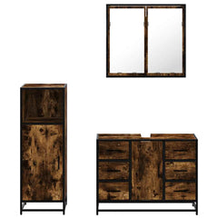3 Piece Bathroom Furniture Set Engineered Wood Smoked oak
