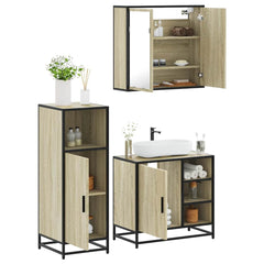 3 Piece Bathroom Furniture Set Engineered Wood Sonoma oak