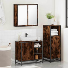 3 Piece Bathroom Furniture Set Engineered Wood Smoked oak