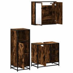 3 Piece Bathroom Furniture Set Engineered Wood Smoked oak
