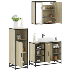 3 Piece Bathroom Furniture Set Engineered Wood Sonoma oak