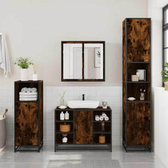 3 Piece Bathroom Furniture Set Engineered Wood Smoked oak
