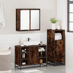 3 Piece Bathroom Furniture Set Engineered Wood Smoked oak