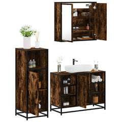 3 Piece Bathroom Furniture Set Engineered Wood Smoked oak