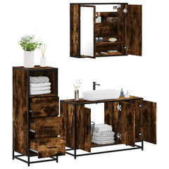 3 Piece Bathroom Furniture Set Engineered Wood Smoked oak