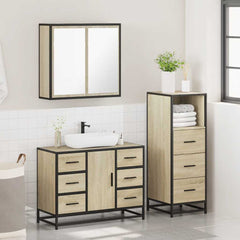 Bathroom Furniture Set 3 pcs Engineered Wood Sonoma oak