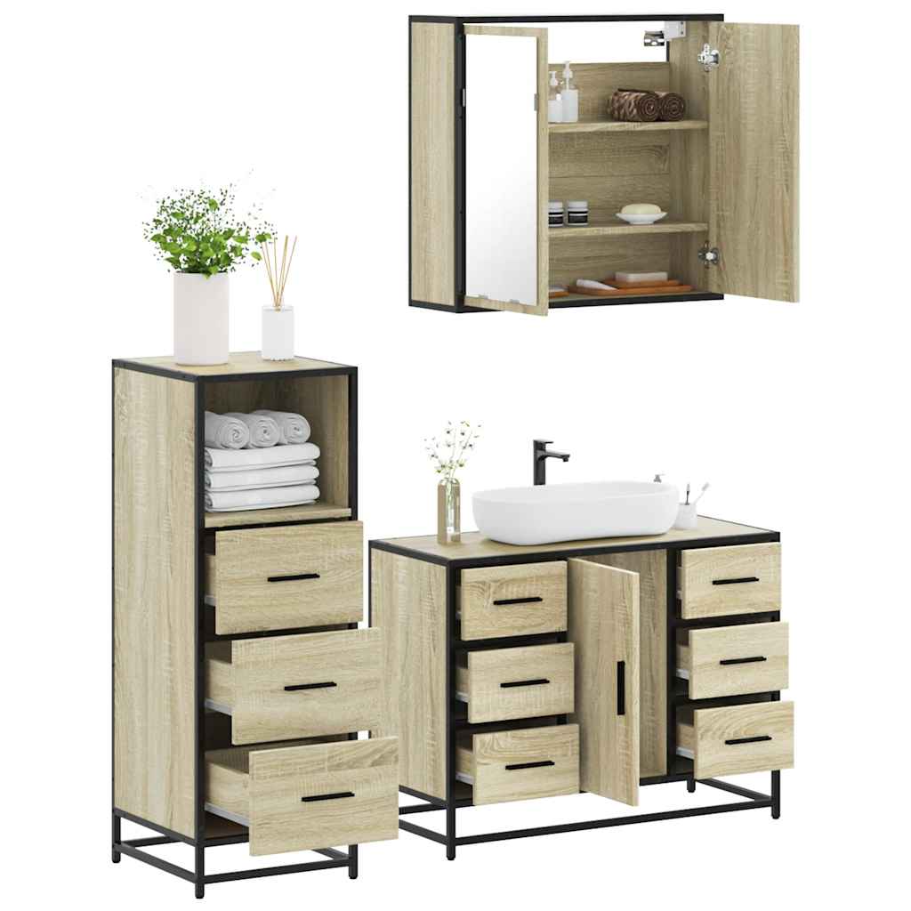 Bathroom Furniture Set 3 pcs Engineered Wood Sonoma oak