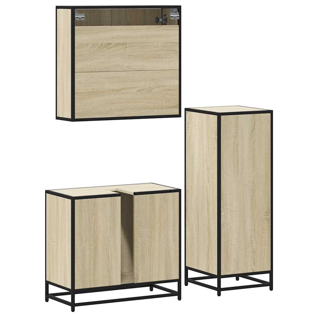 Bathroom Furniture Set 3 pcs Engineered Wood Sonoma oak