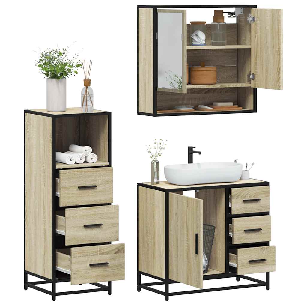 Bathroom Furniture Set 3 pcs Engineered Wood Sonoma oak
