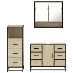 Bathroom Furniture Set 3 pcs Engineered Wood Sonoma oak