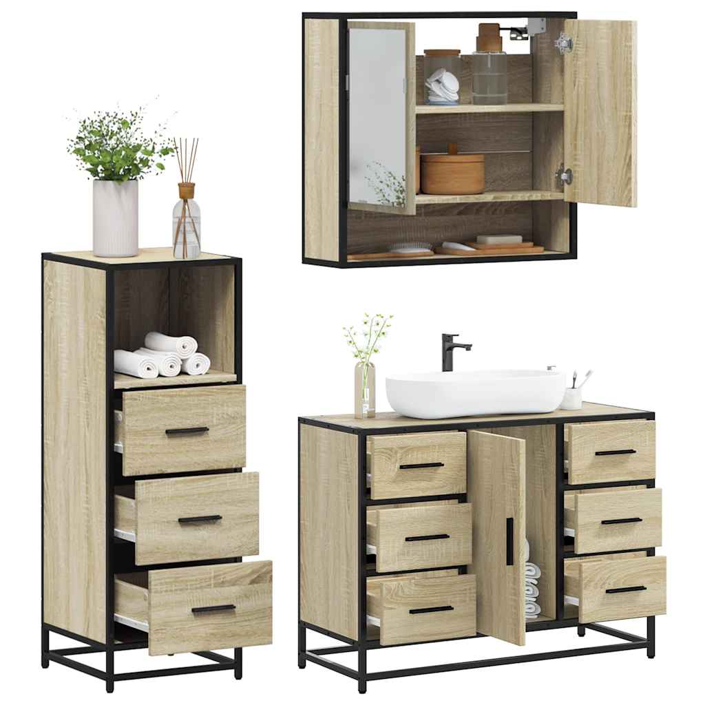Bathroom Furniture Set 3 pcs Engineered Wood Sonoma oak
