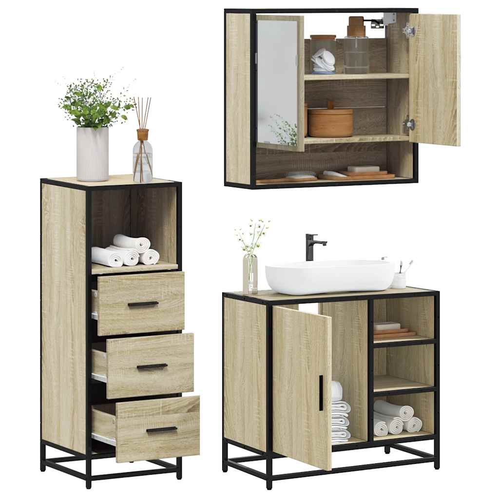 Bathroom Furniture Set 3 pcs Engineered Wood Sonoma oak