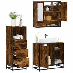 Bathroom Furniture Set 3 pcs Engineered Wood Smoked oak
