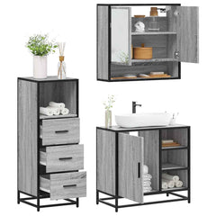Bathroom Furniture Set 3 pcs Engineered Wood Grey sonoma