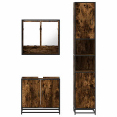 3 Piece Bathroom Furniture Set Engineered Wood Smoked oak