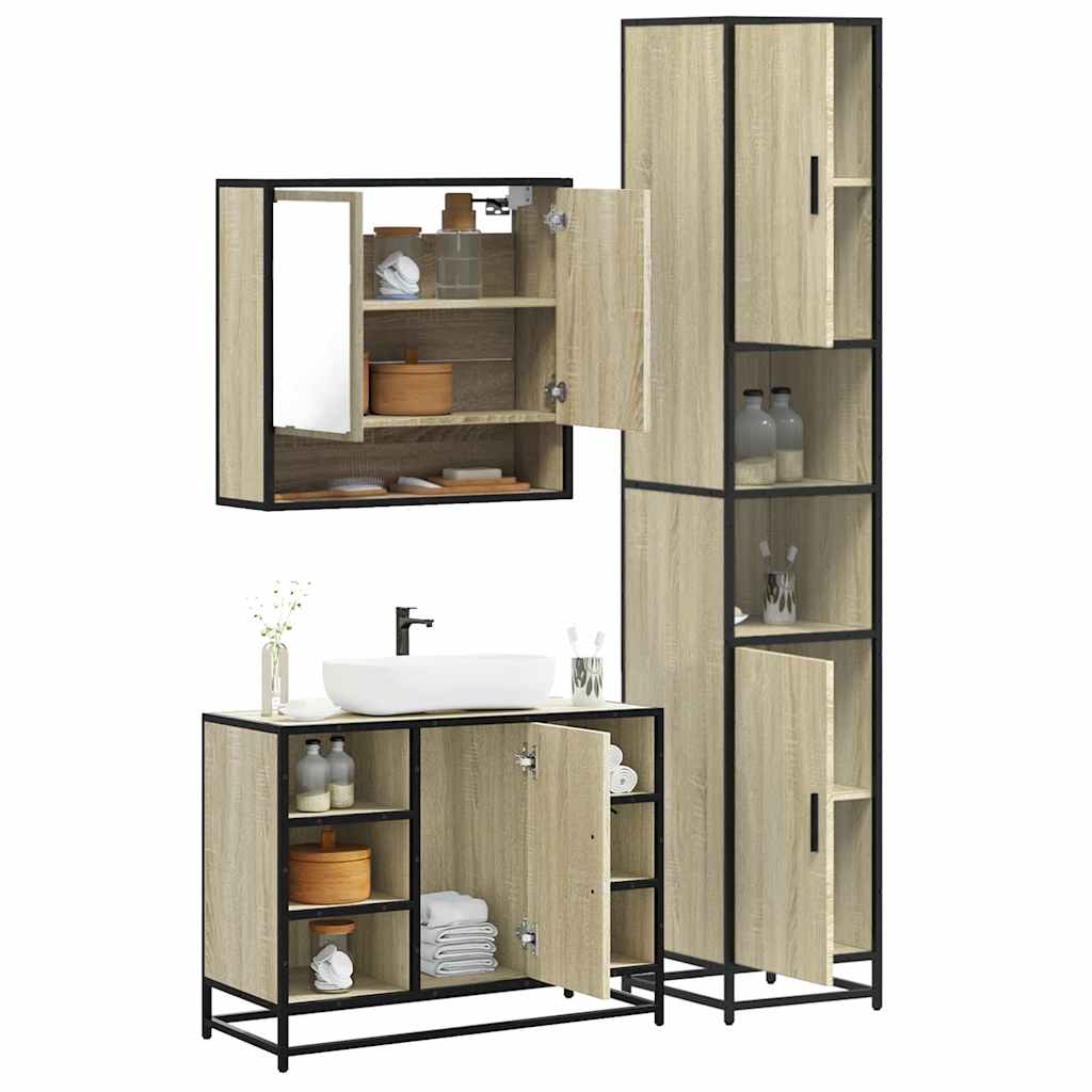 Bathroom Furniture Set 3 pcs 35 x 37.5 x 188.5 cm Sonoma oak