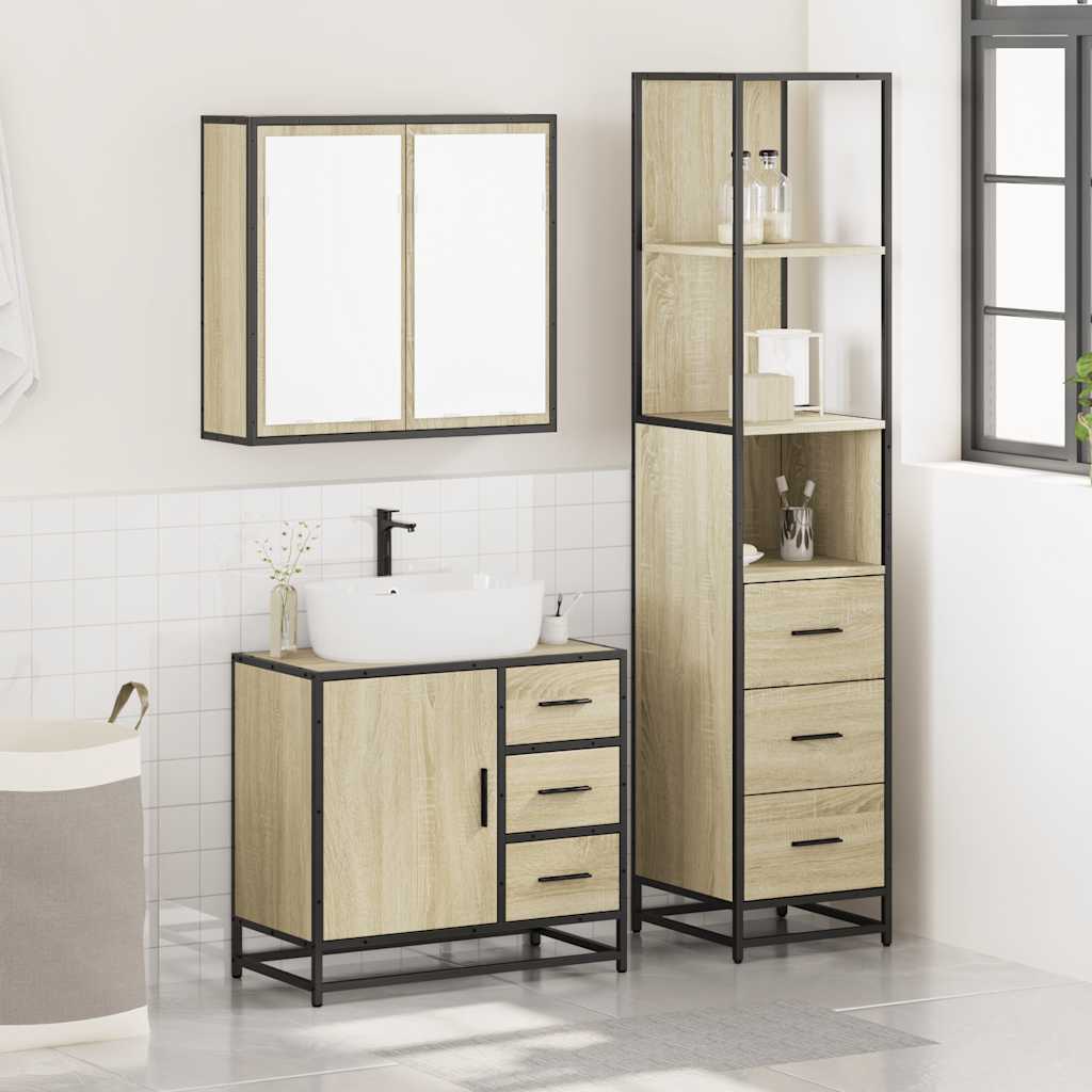 Bathroom Furniture Set 3 pcs Engineered Wood Sonoma oak