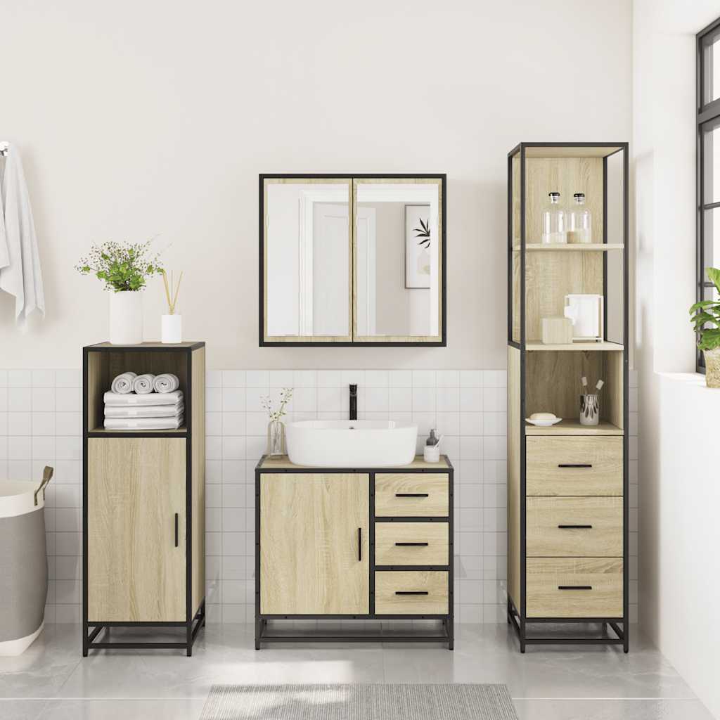 Bathroom Furniture Set 3 pcs Engineered Wood Sonoma oak