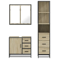 Bathroom Furniture Set 3 pcs Engineered Wood Sonoma oak